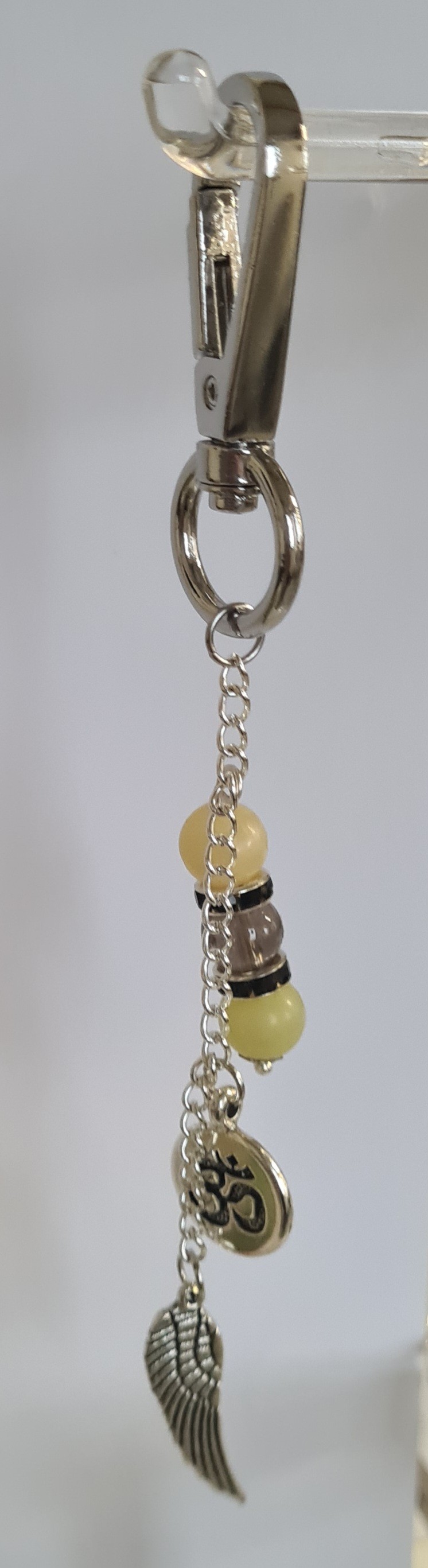 Bijoux de sac à mains perles pierres naturelles jade jaune, quartz fumé, calcite jaune