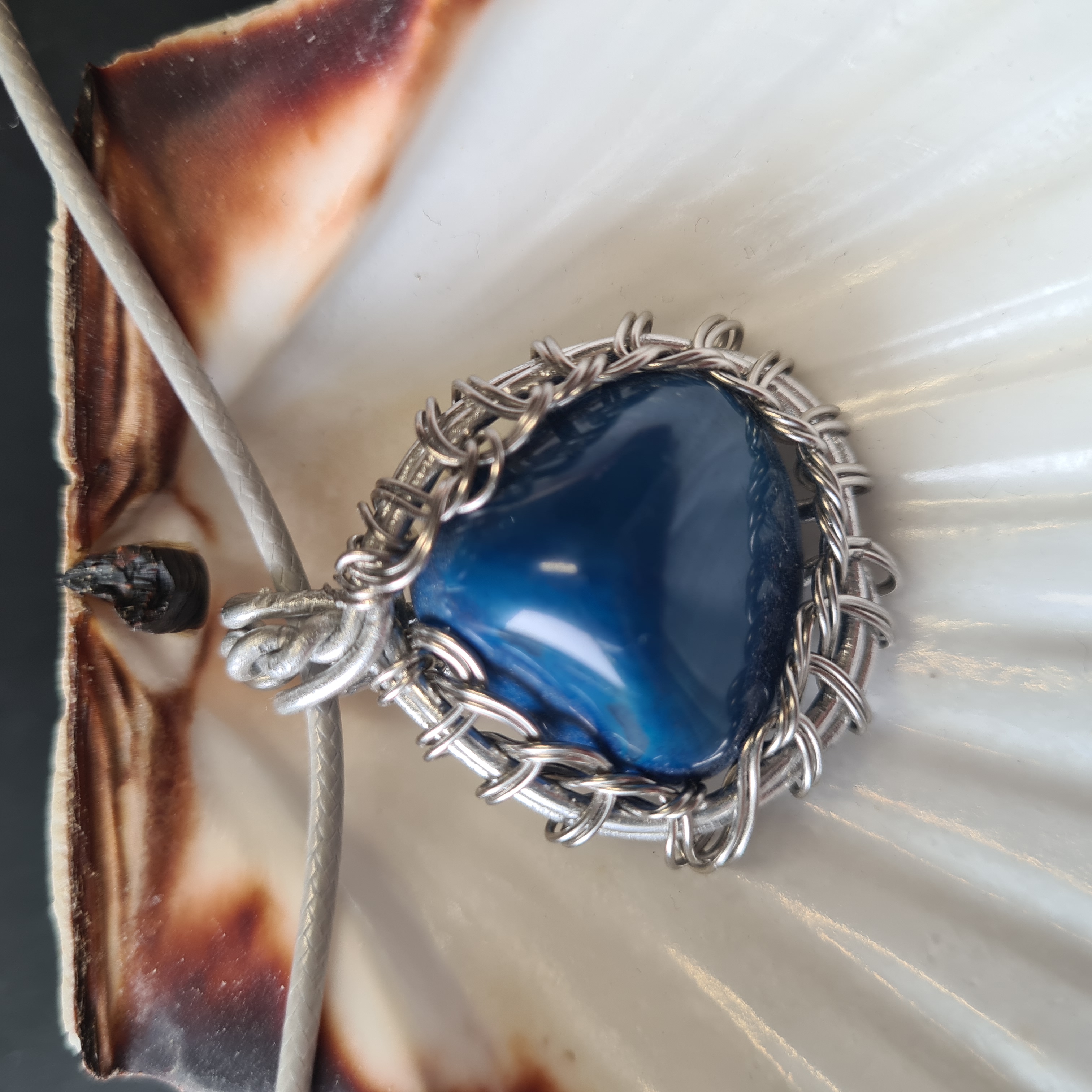 Pendentif unique Agate Bleue
