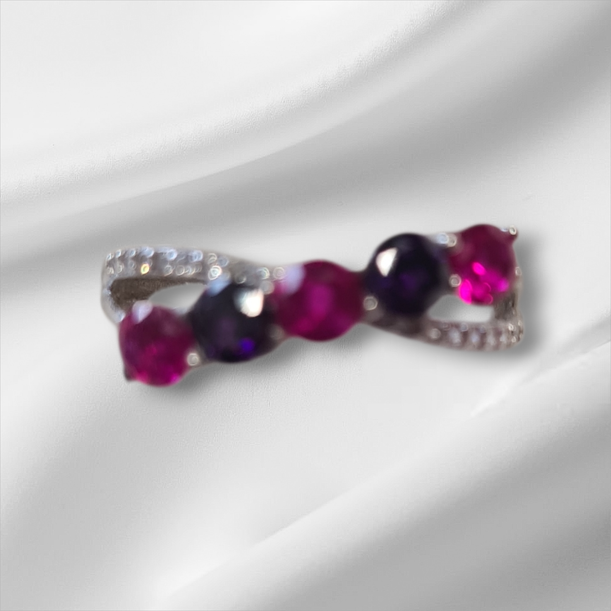 Bague argent Sterling S925 rubis et améthyste