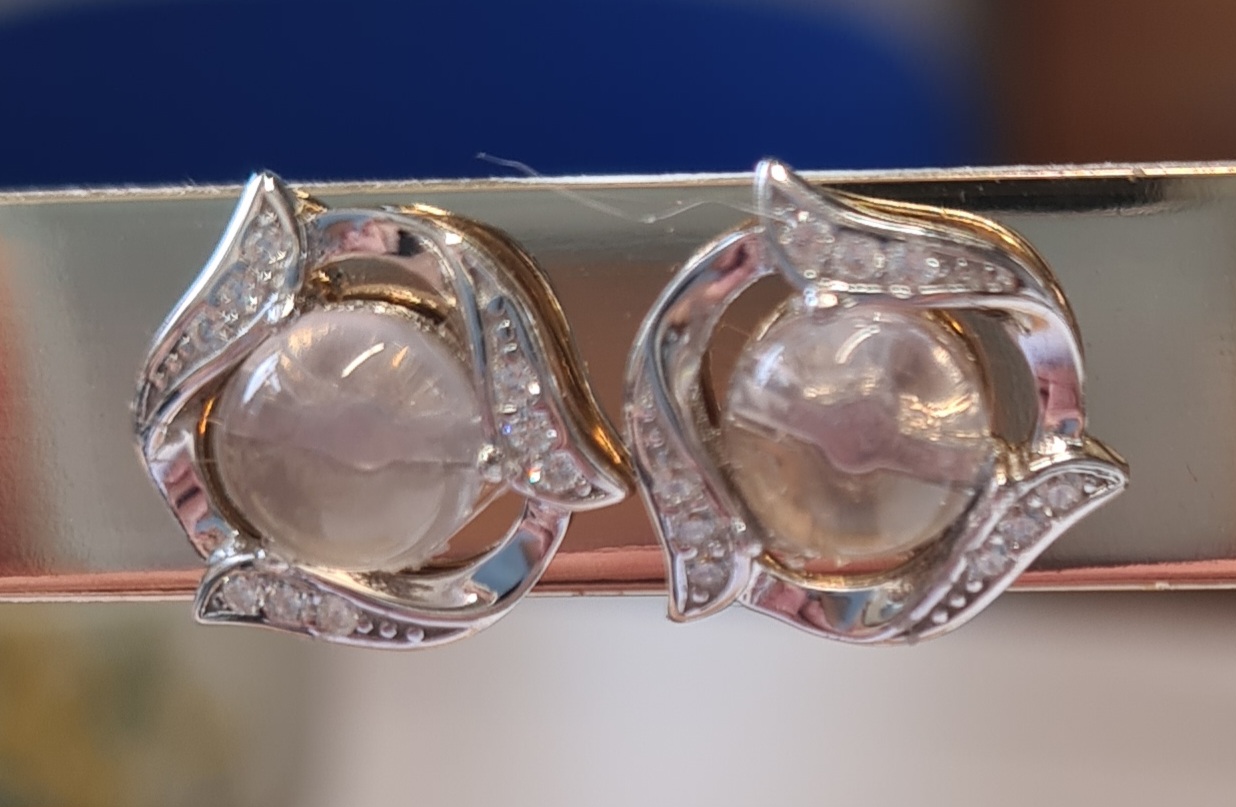 Boucles d'oreille Argent et Quartz Rose
